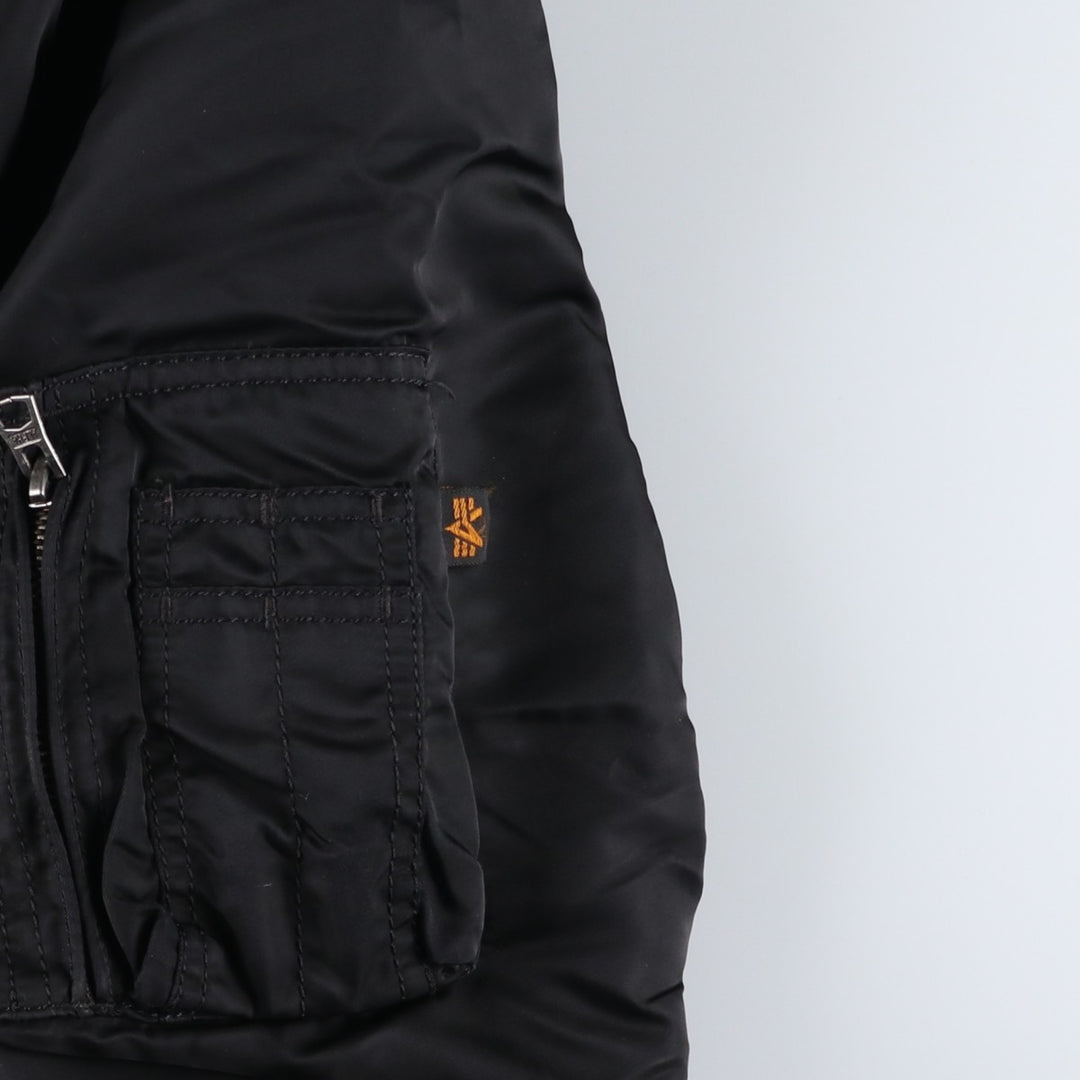 Alpha ALPHA Men's Hooded Padded Military Flight Jacket (Size XL) Nylon black type Vintage Second Hand