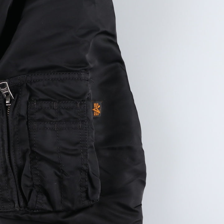Alpha ALPHA Men's Hooded Padded Military Flight Jacket (Size XL) Nylon black type Vintage Second Hand
