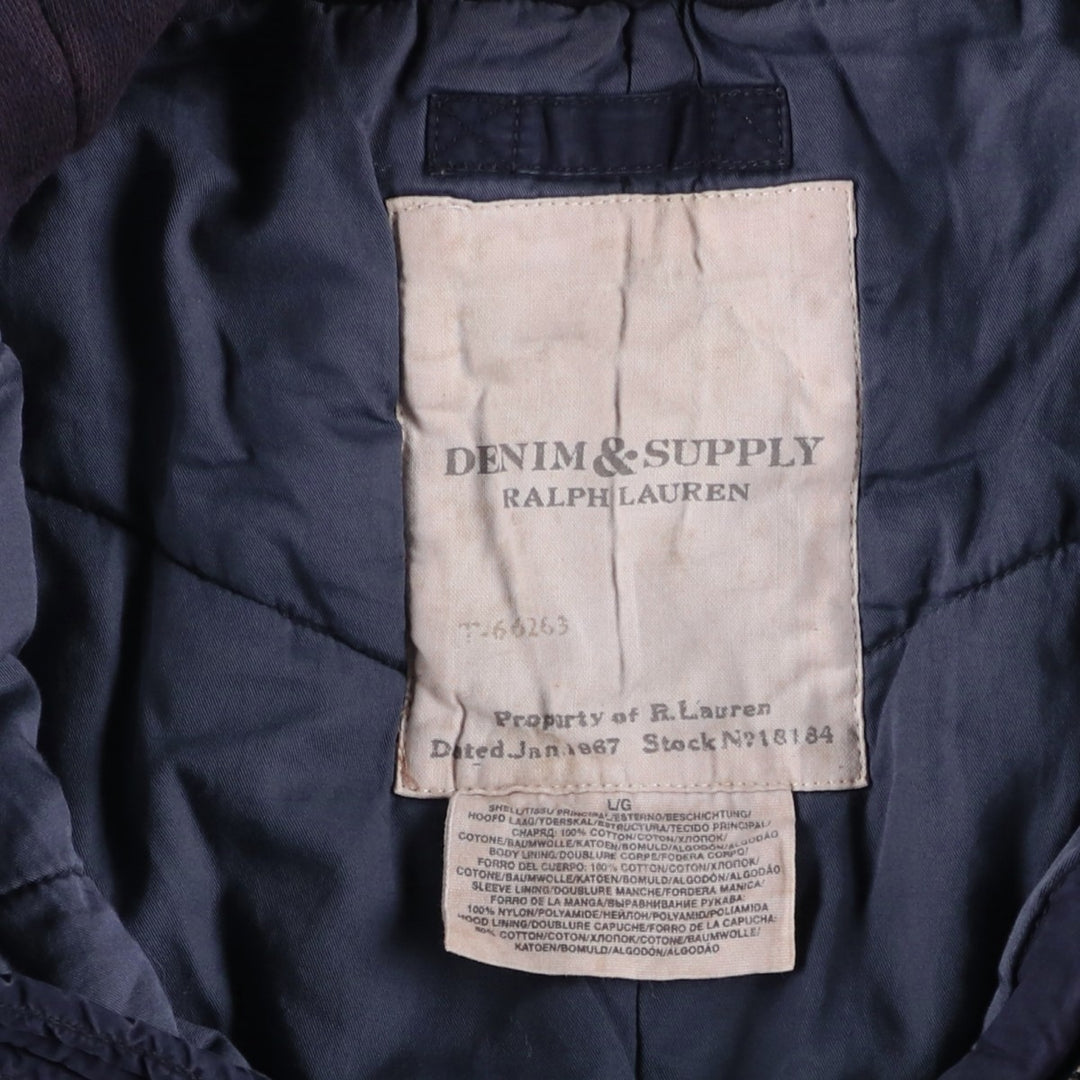 Ralph Lauren DENIM and SUPPLY Men's Padded Parka Puffer Jacket (Size L) cotton navy blue type Vintage Second Hand