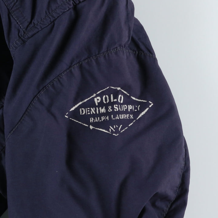 Ralph Lauren DENIM and SUPPLY Men's Padded Parka Puffer Jacket (Size L) cotton navy blue type Vintage Second Hand