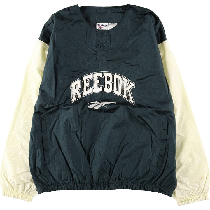 90'S Reebok Ripstop Henley Nylon Pullover, Men's Size XL, Vintage Nylon dark green Vintage Second Hand
