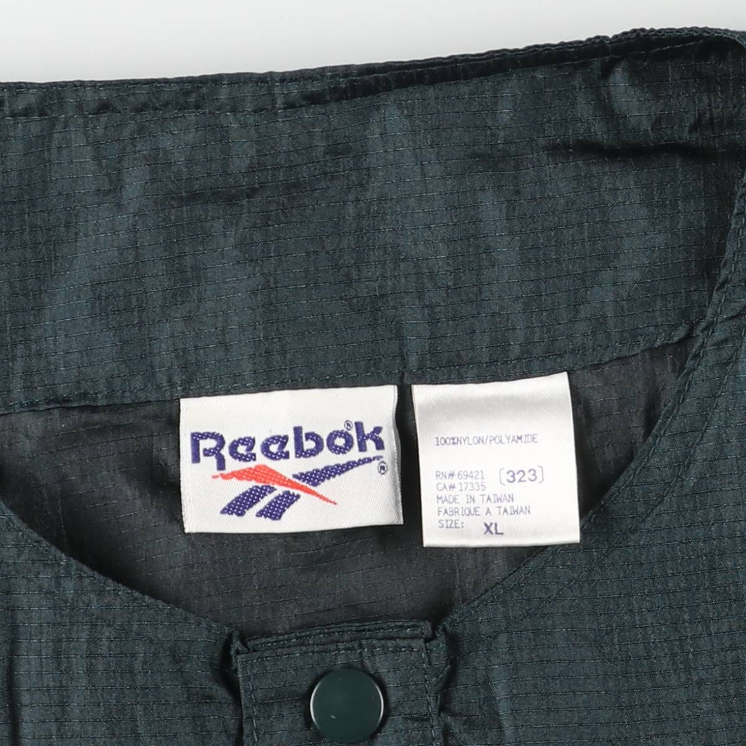 90'S Reebok Ripstop Henley Nylon Pullover, Men's Size XL, Vintage Nylon dark green Vintage Second Hand