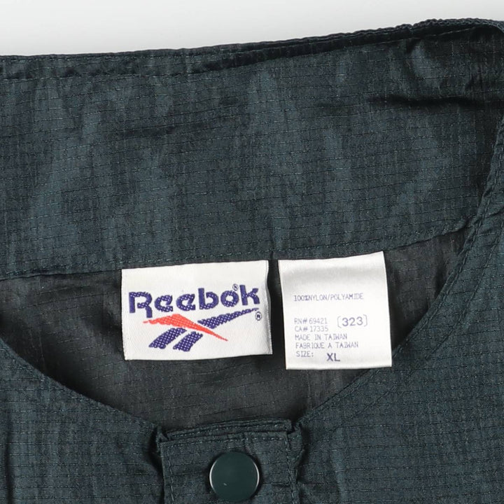 90'S Reebok Ripstop Henley Nylon Pullover, Men's Size XL, Vintage Nylon dark green Vintage Second Hand