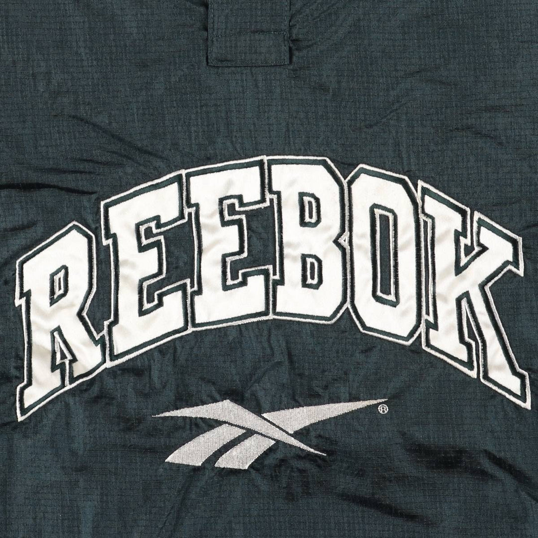 90'S Reebok Ripstop Henley Nylon Pullover, Men's Size XL, Vintage Nylon dark green Vintage Second Hand