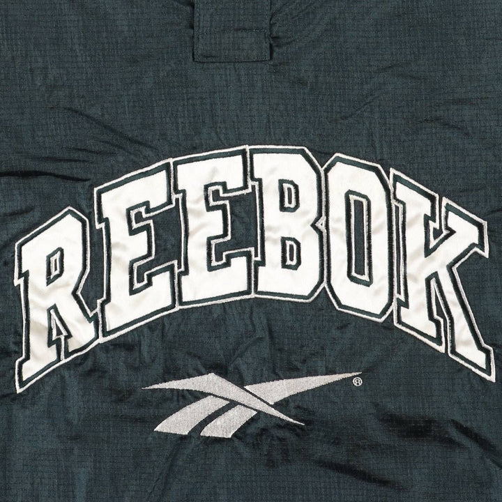 90'S Reebok Ripstop Henley Nylon Pullover, Men's Size XL, Vintage Nylon dark green Vintage Second Hand