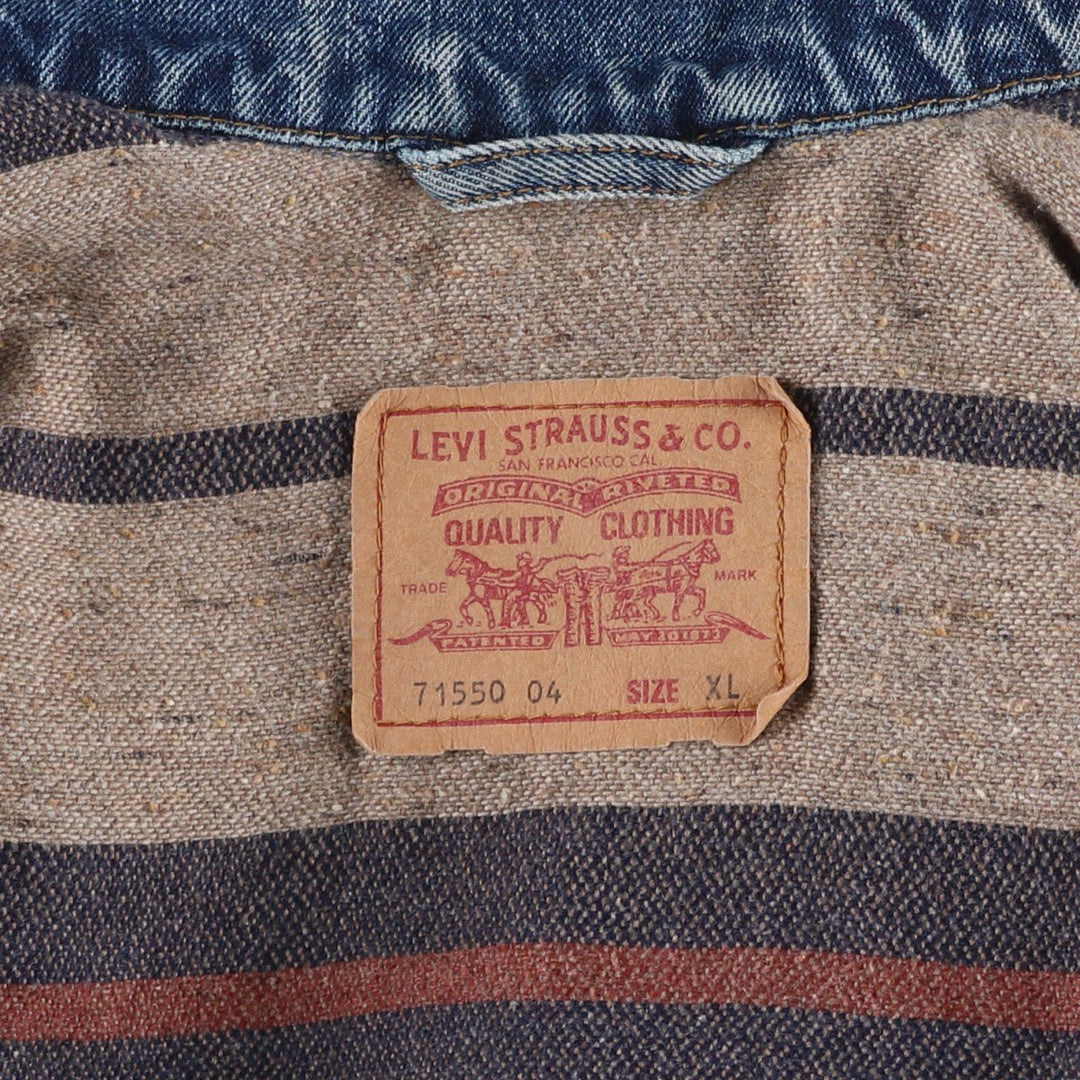 90'S Levi's 71550-0403 Denim Jacket, Men's XL, Vintage cotton blue type Vintage Second Hand