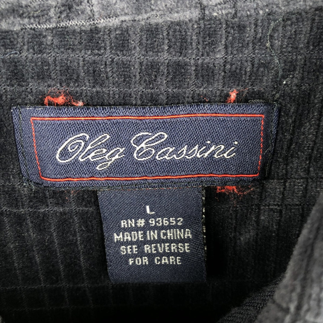 Oleg Cassini Velvet Long Sleeve Polo Shirt, Men's Size L others black type Vintage Second Hand