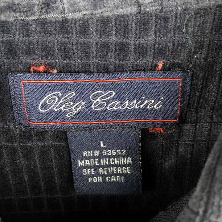 Oleg Cassini Velvet Long Sleeve Polo Shirt, Men's Size L others black type Vintage Second Hand