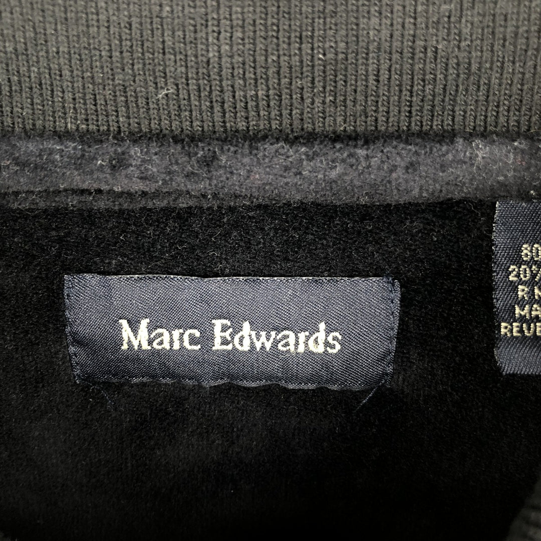 Marc Edwards All-Over Print Tile Long Sleeve Polo Shirt, Men's Size L cotton black type Vintage Second Hand