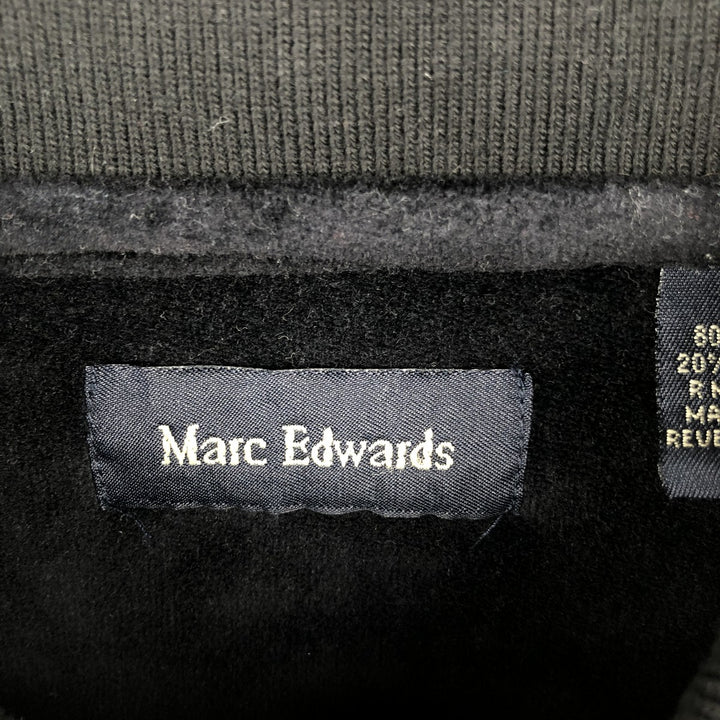 Marc Edwards All-Over Print Tile Long Sleeve Polo Shirt, Men's Size L cotton black type Vintage Second Hand