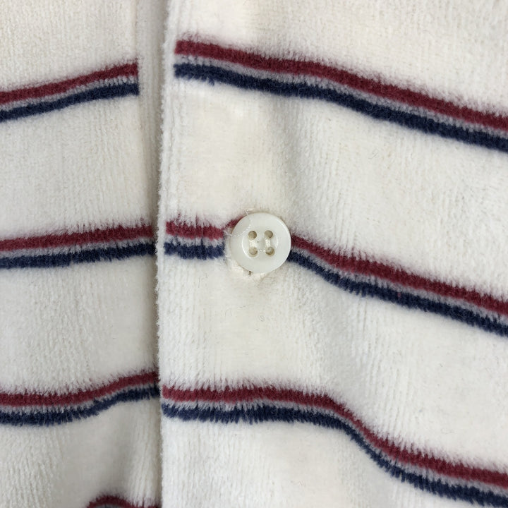 Silver Unicorn terry long-sleeved striped polo shirt, men's size L cotton white type Vintage Second Hand