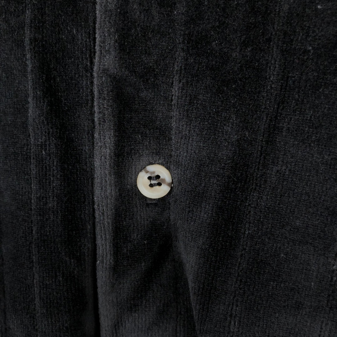 DUNLOggIN Solid Velour Long Sleeve Polo Shirt, Made in USA, Men's Size L cotton black type Vintage Second Hand