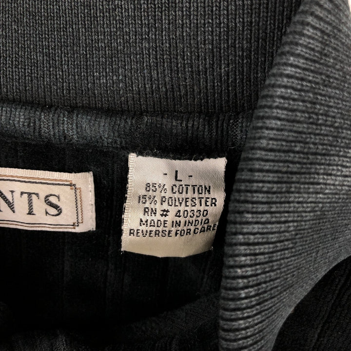 IMPRINTS Velour Long Sleeve Striped Polo Shirt, Men's Size L cotton black type Vintage Second Hand