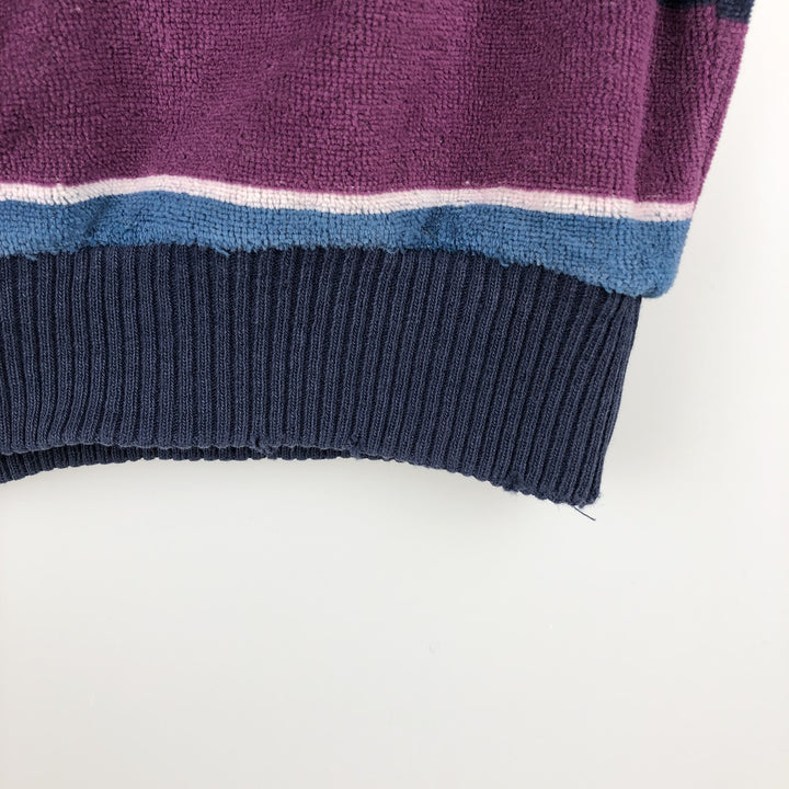 CHESTERFIELD terry cloth long sleeve striped polo shirt, made in the USA, men's size L cotton navy blue type Vintage Second Hand