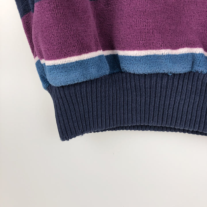 CHESTERFIELD terry cloth long sleeve striped polo shirt, made in the USA, men's size L cotton navy blue type Vintage Second Hand