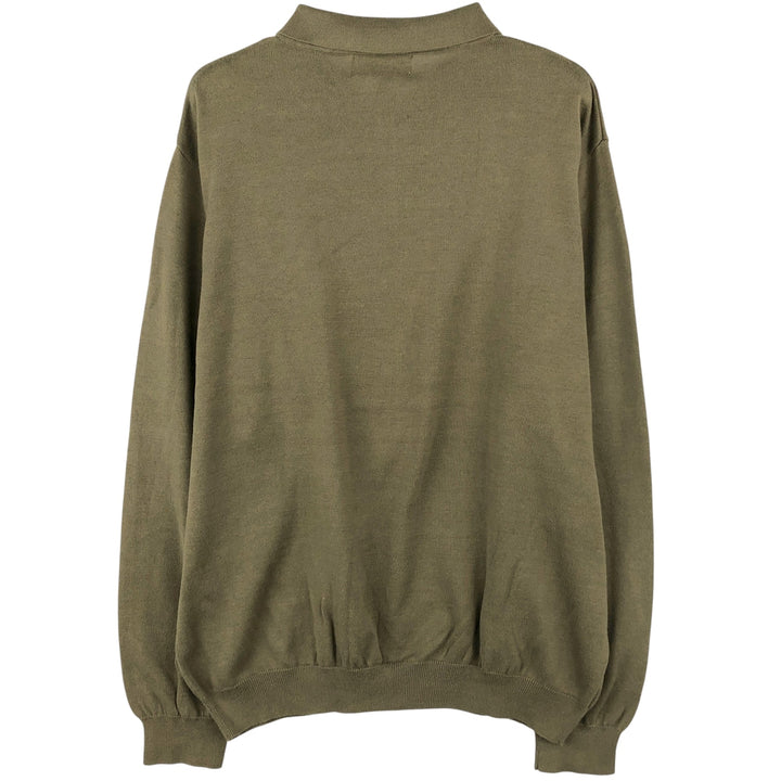 Craft and Barrow long-sleeved polo shirt, men's size XL cotton Khaki type sage green Vintage Second Hand