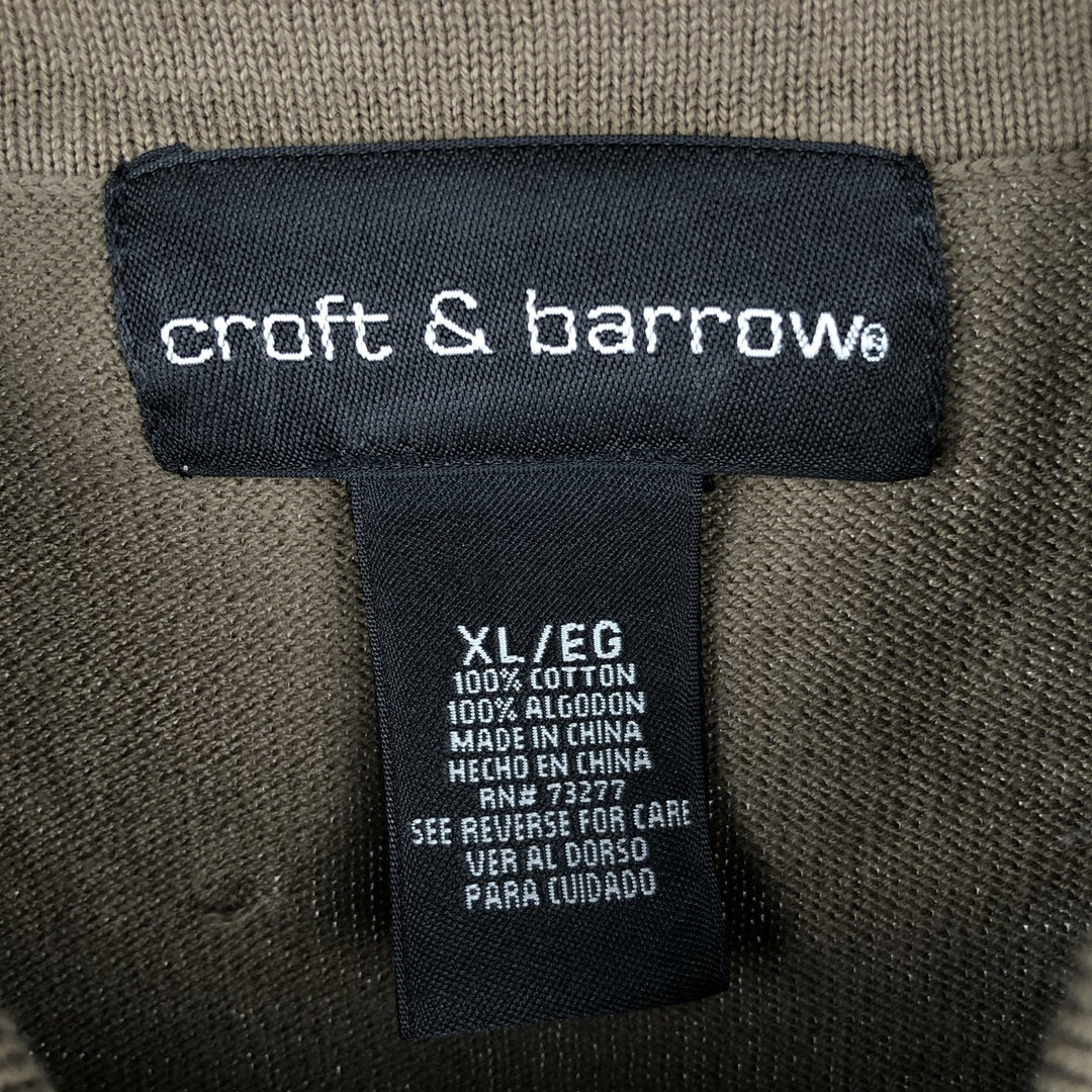 Craft and Barrow long-sleeved polo shirt, men's size XL cotton Khaki type sage green Vintage Second Hand