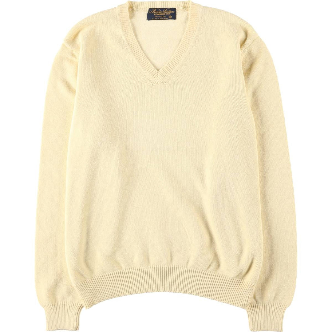 1990'S Brooks Brothers ESTABLISHED 1818 V-neck cotton knit sweater, men's size S equivalent, vintage. cotton yellow type Vintage Second Hand