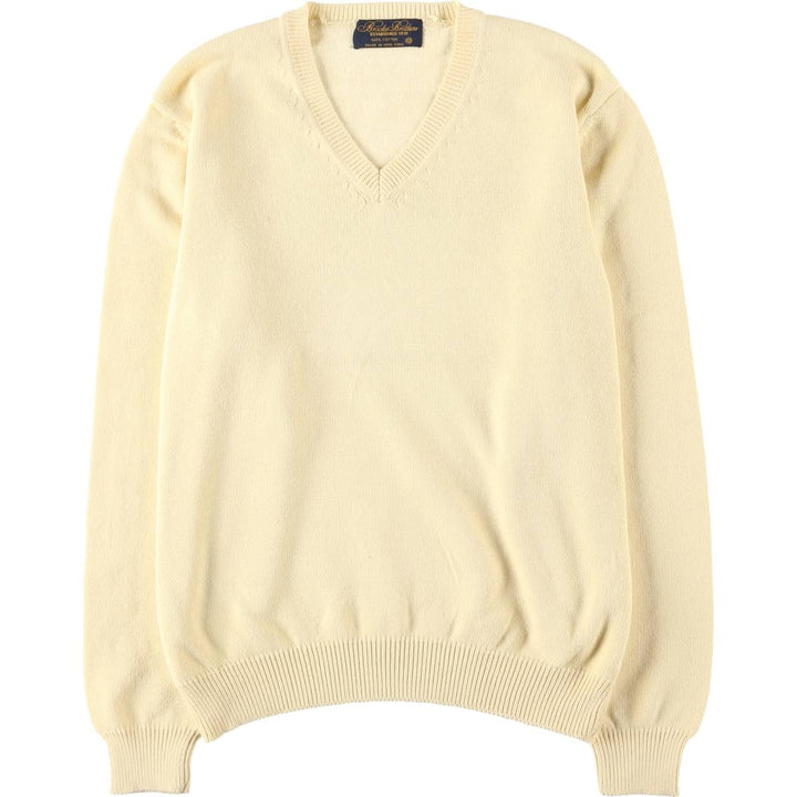 1990'S Brooks Brothers ESTABLISHED 1818 V-neck cotton knit sweater, men's size S equivalent, vintage. cotton yellow type Vintage Second Hand