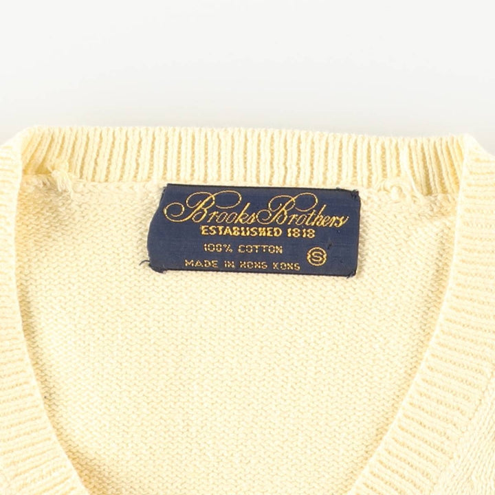 1990'S Brooks Brothers ESTABLISHED 1818 V-neck cotton knit sweater, men's size S equivalent, vintage. cotton yellow type Vintage Second Hand