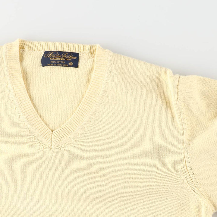 1990'S Brooks Brothers ESTABLISHED 1818 V-neck cotton knit sweater, men's size S equivalent, vintage. cotton yellow type Vintage Second Hand