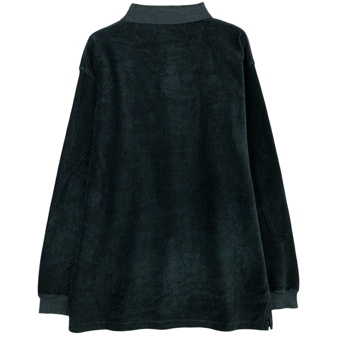 CHERESKIN terry cloth long sleeve polo shirt, men's size XL cotton Green type dark green Vintage Second Hand