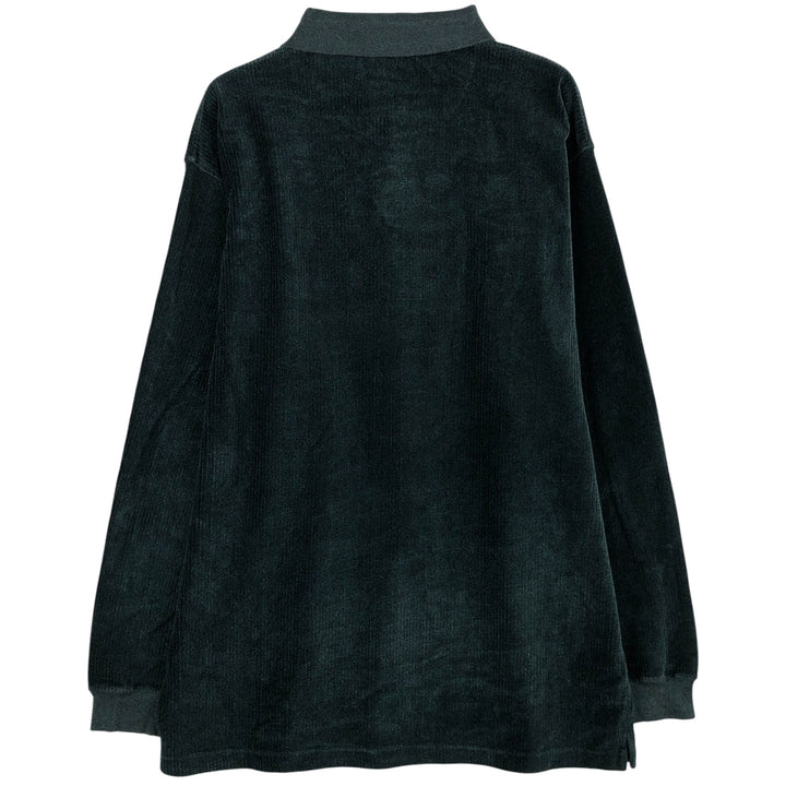 CHERESKIN terry cloth long sleeve polo shirt, men's size XL cotton Green type dark green Vintage Second Hand