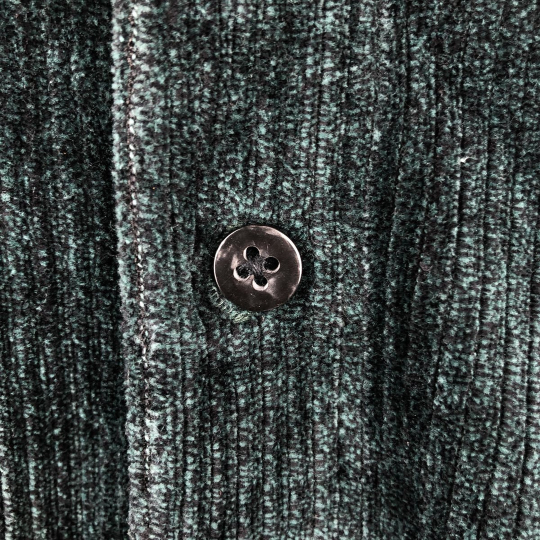 CHERESKIN terry cloth long sleeve polo shirt, men's size XL cotton Green type dark green Vintage Second Hand