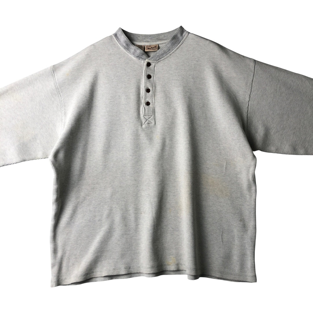 2000'S WOOLRICH Woolrich Henley Neck Thermal Long T-Shirt, Waffle, Men's XL cotton white type Vintage Second Hand