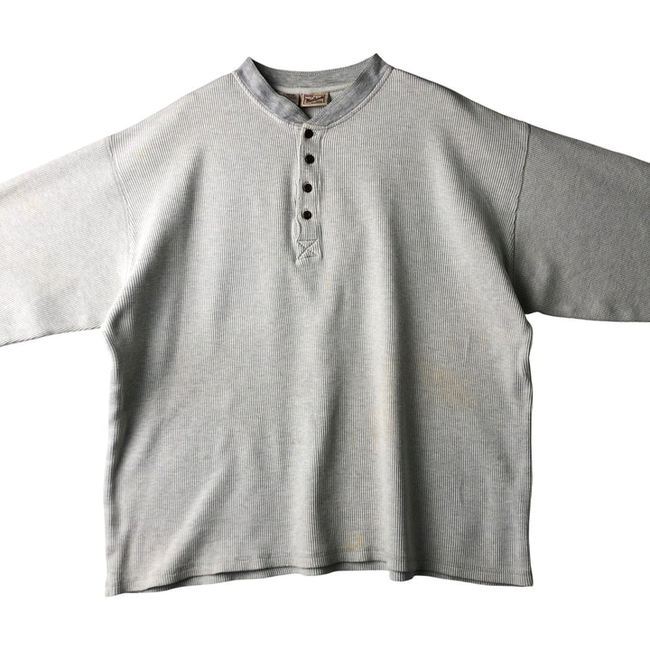 2000'S WOOLRICH Woolrich Henley Neck Thermal Long T-Shirt, Waffle, Men's XL cotton white type Vintage Second Hand