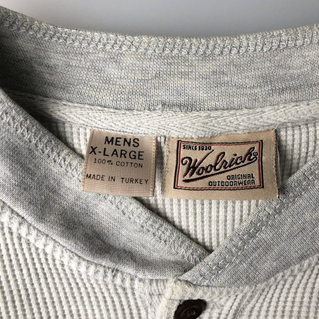 2000'S WOOLRICH Woolrich Henley Neck Thermal Long T-Shirt, Waffle, Men's XL cotton white type Vintage Second Hand