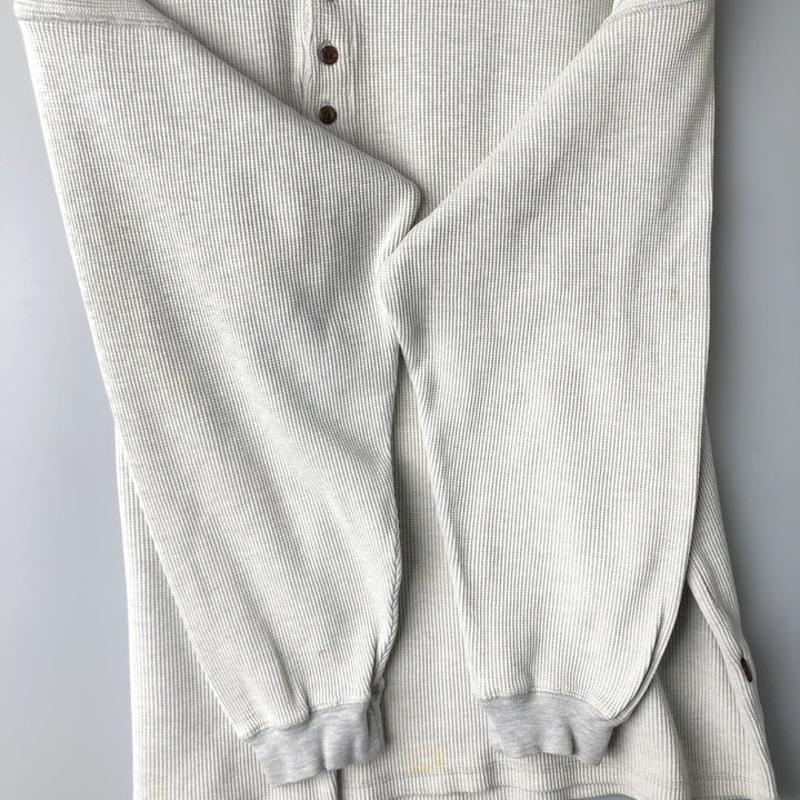 2000'S WOOLRICH Woolrich Henley Neck Thermal Long T-Shirt, Waffle, Men's XL cotton white type Vintage Second Hand