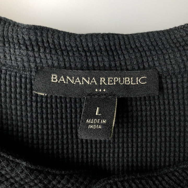 2000'S Banana Republic Henley Neck Thermal Long T-Shirt, Waffle, Men's Size L unclear black type Vintage Second Hand