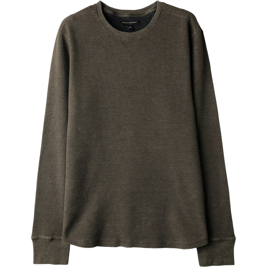 2000'S Banana Republic Thermal Long T-Shirt, Waffle, Men's Size M cotton Khaki type Vintage Second Hand