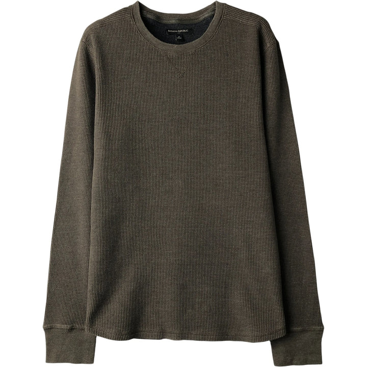 2000'S Banana Republic Thermal Long T-Shirt, Waffle, Men's Size M cotton Khaki type Vintage Second Hand