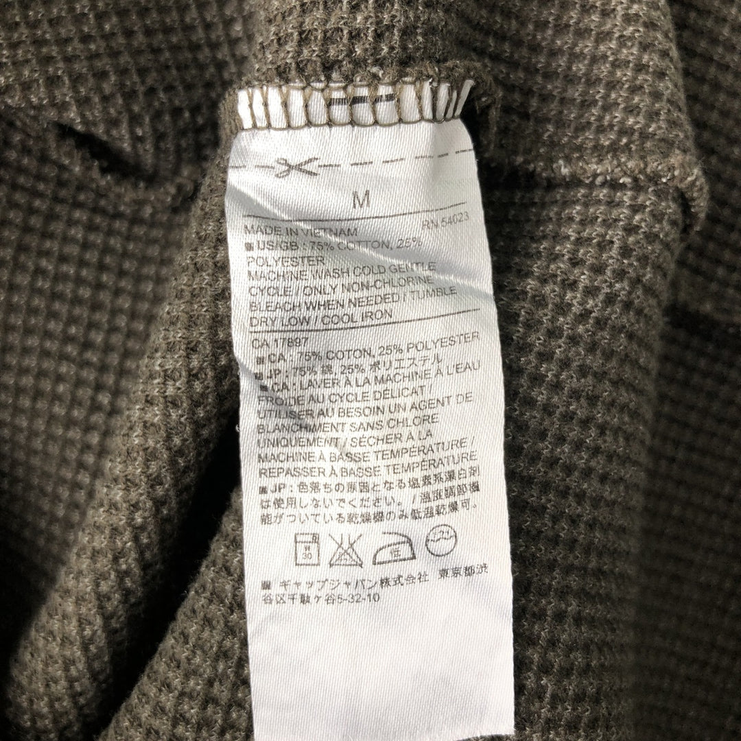 2000'S Banana Republic Thermal Long T-Shirt, Waffle, Men's Size M cotton Khaki type Vintage Second Hand