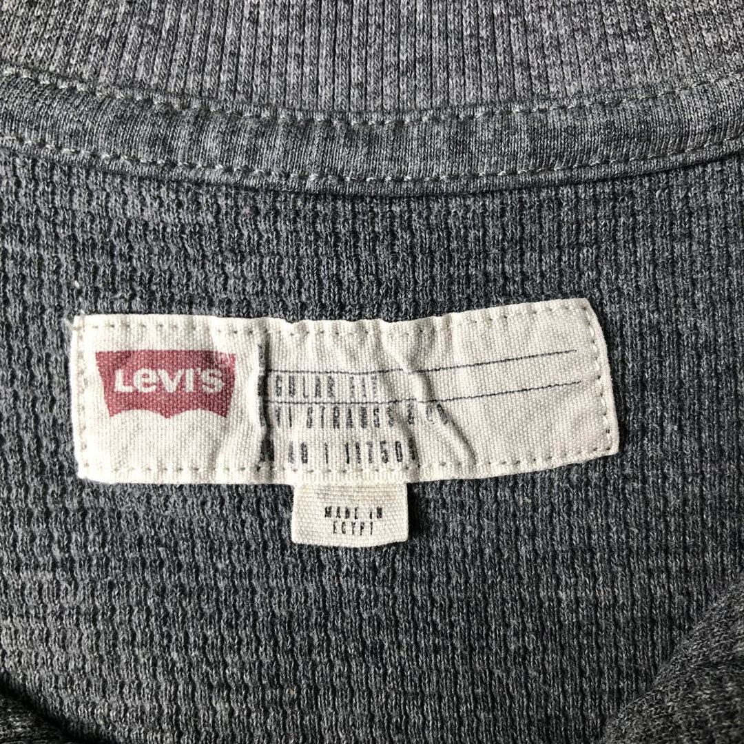 Levi's Regular Fit Henley Neck Thermal Long T-Shirt, Waffle, Men's Size L cotton gray type Vintage Second Hand