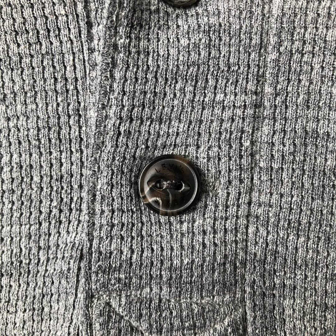 Levi's Regular Fit Henley Neck Thermal Long T-Shirt, Waffle, Men's Size L cotton gray type Vintage Second Hand