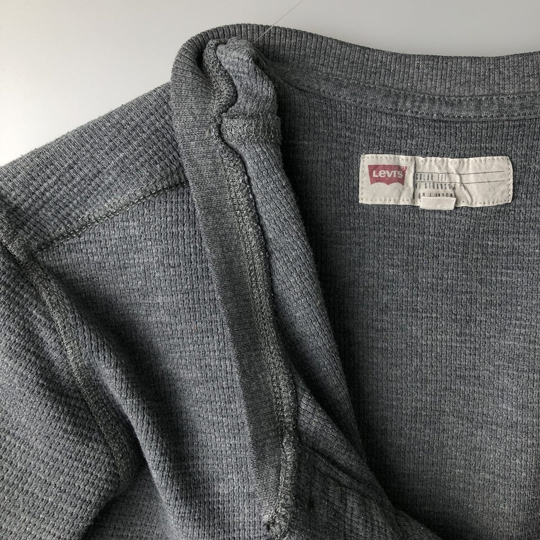 Levi's Regular Fit Henley Neck Thermal Long T-Shirt, Waffle, Men's Size L cotton gray type Vintage Second Hand