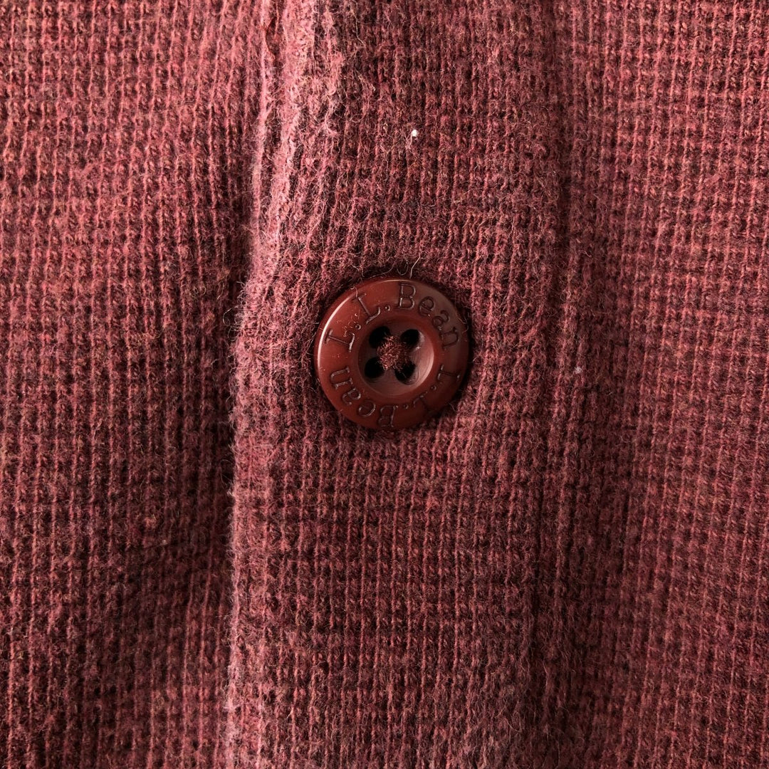 90s-00'S LLBean Henley Neck Thermal Long T-Shirt, Men's XXL cotton Red type red-purple Vintage Second Hand