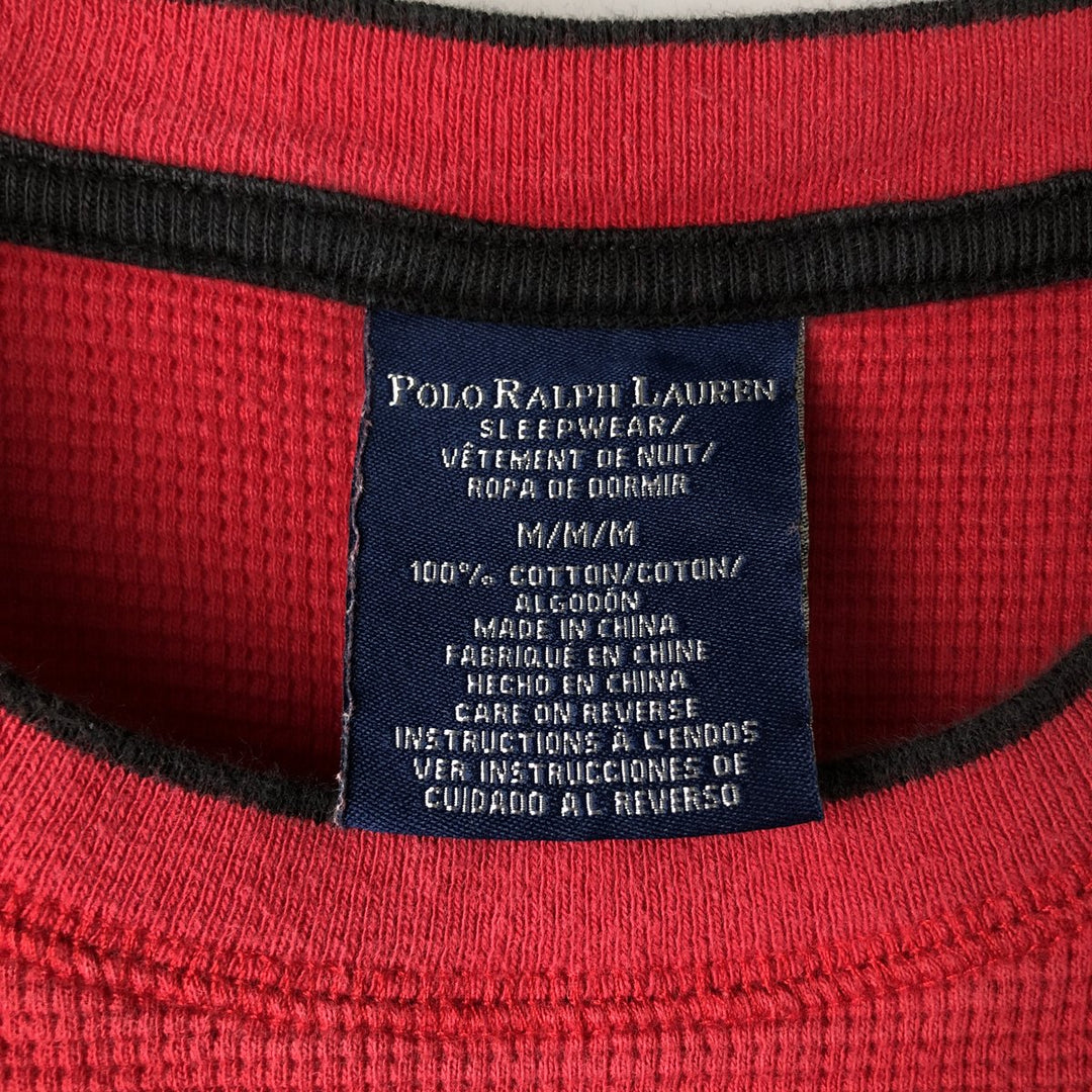 Ralph Lauren POLO RALPH LAUREN SLEEPWEAR Thermal Long T-Shirt, Men's Size Medium cotton red type Vintage Second Hand