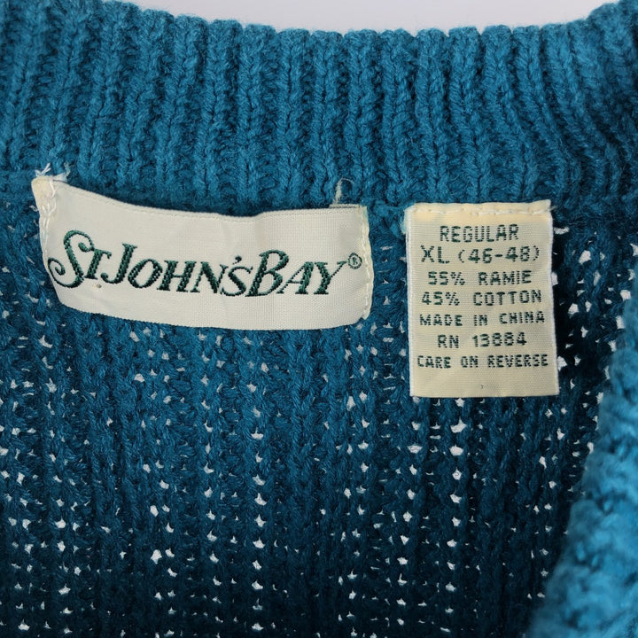 90'S St. John's Bay Vintage Ramie and Cotton Knit Sweater, Men's Size XL Lamy turquoise blue Vintage Second Hand