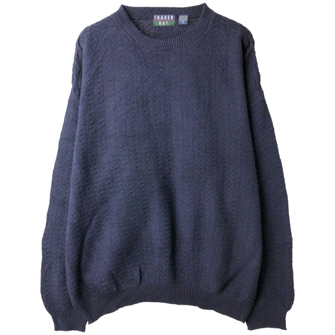 Vintage 90'S Trader Bay cotton knit sweater, made in the USA, men's size XL cotton navy blue type Vintage Second Hand