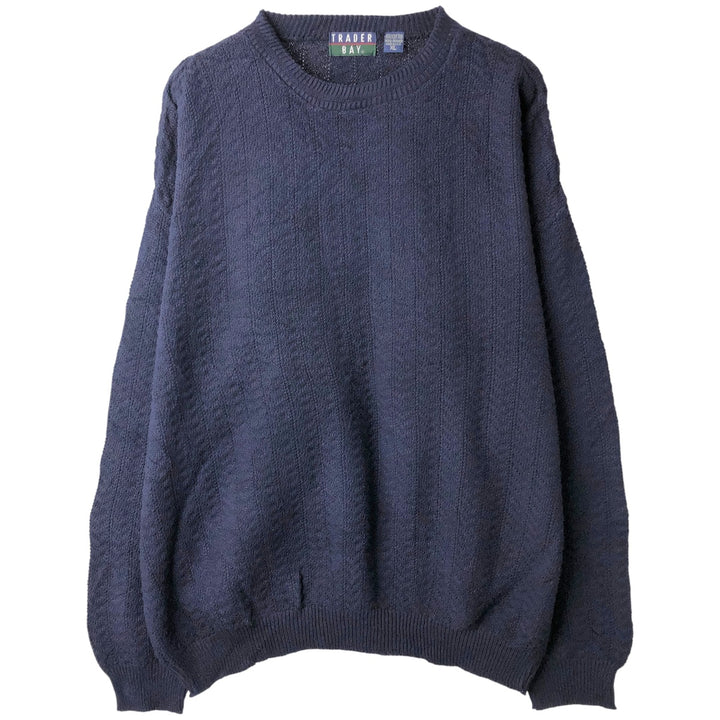 Vintage 90'S Trader Bay cotton knit sweater, made in the USA, men's size XL cotton navy blue type Vintage Second Hand