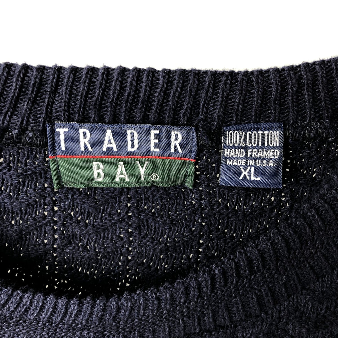 Vintage 90'S Trader Bay cotton knit sweater, made in the USA, men's size XL cotton navy blue type Vintage Second Hand