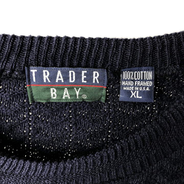 Vintage 90'S Trader Bay cotton knit sweater, made in the USA, men's size XL cotton navy blue type Vintage Second Hand