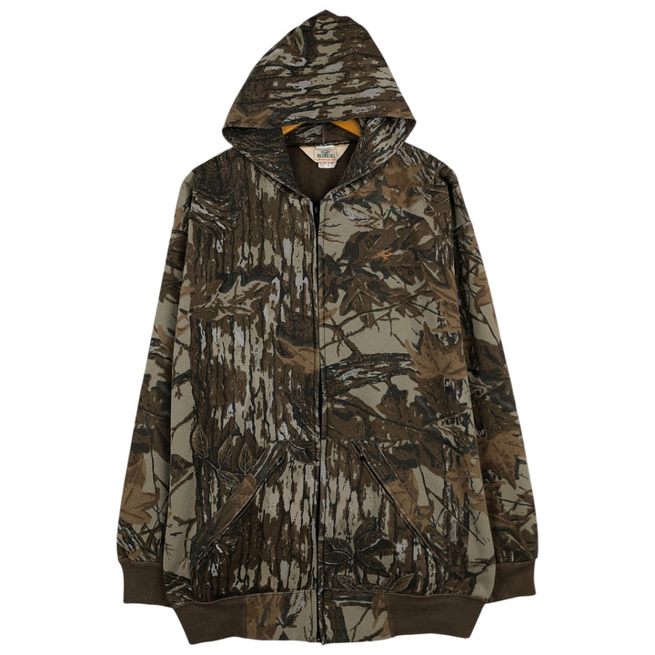 Vintage 90'S RED HEAD Camouflage Pattern Realtree Camo Full-Zip Hoodie, Made in USA, Men's XXL cotton Khaki type Vintage Second Hand