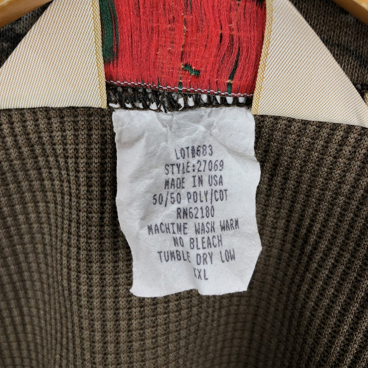 Vintage 90'S RED HEAD Camouflage Pattern Realtree Camo Full-Zip Hoodie, Made in USA, Men's XXL cotton Khaki type Vintage Second Hand