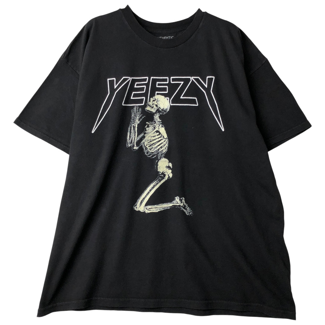 Authentic Classics Skull Pattern Kanye West Rap T-Shirt, Men's XXL cotton black type Vintage Second Hand