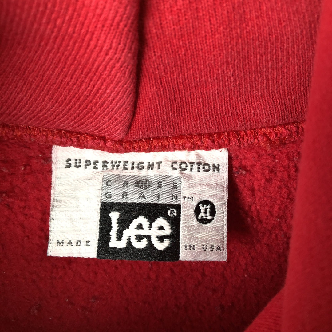 Vintage 90'S Lee Superweight Cotton College Pullover Hoodie, Made in USA, Men's XL cotton red type Vintage Second Hand